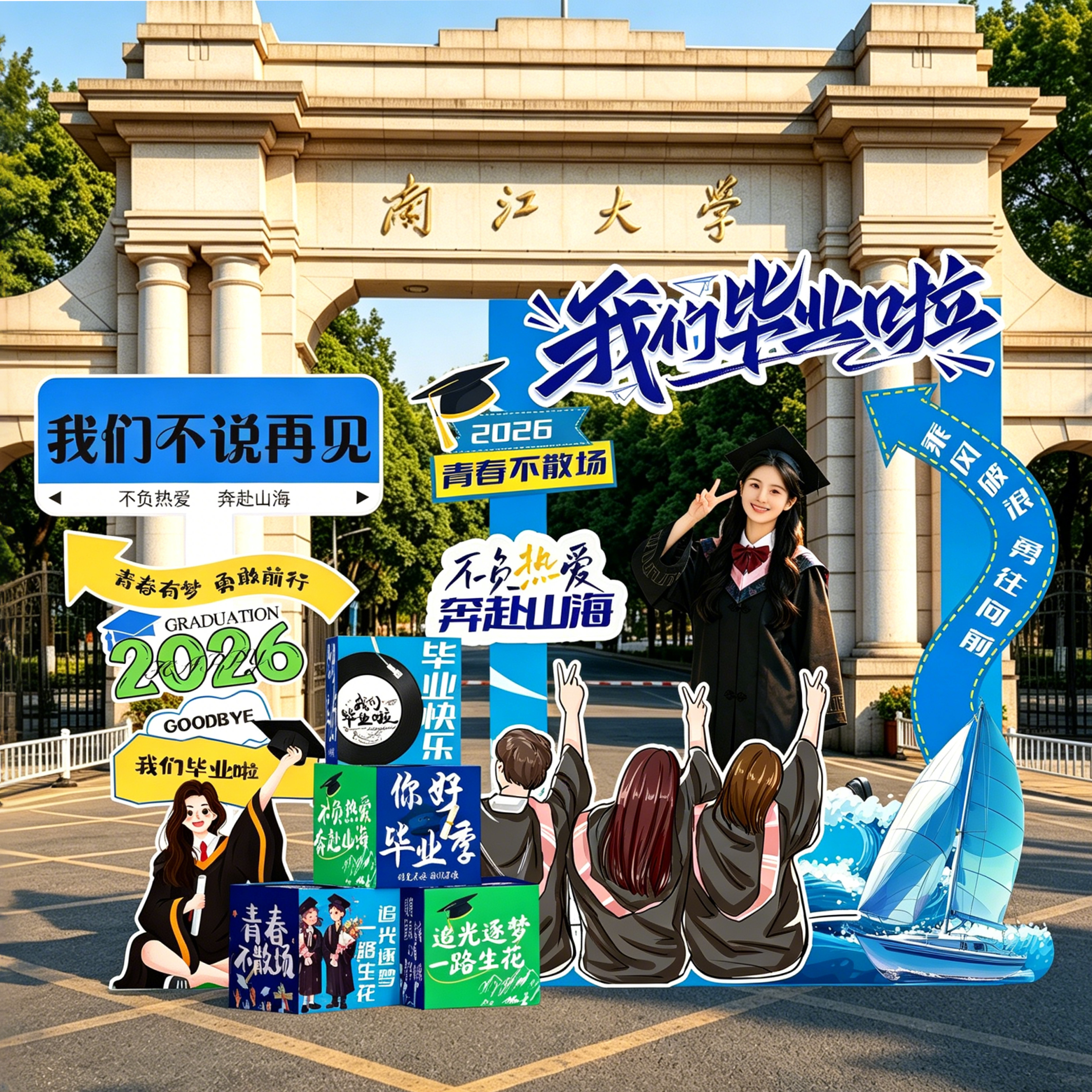 2026大学毕业季场景布置装饰班级教室典礼打卡氛围拍照框kt板定制