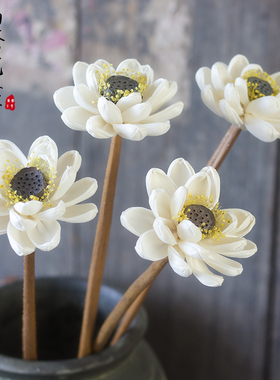 睡莲花手作通草干花禅意莲花莲蓬家居客厅落地花瓶插花花艺荷叶