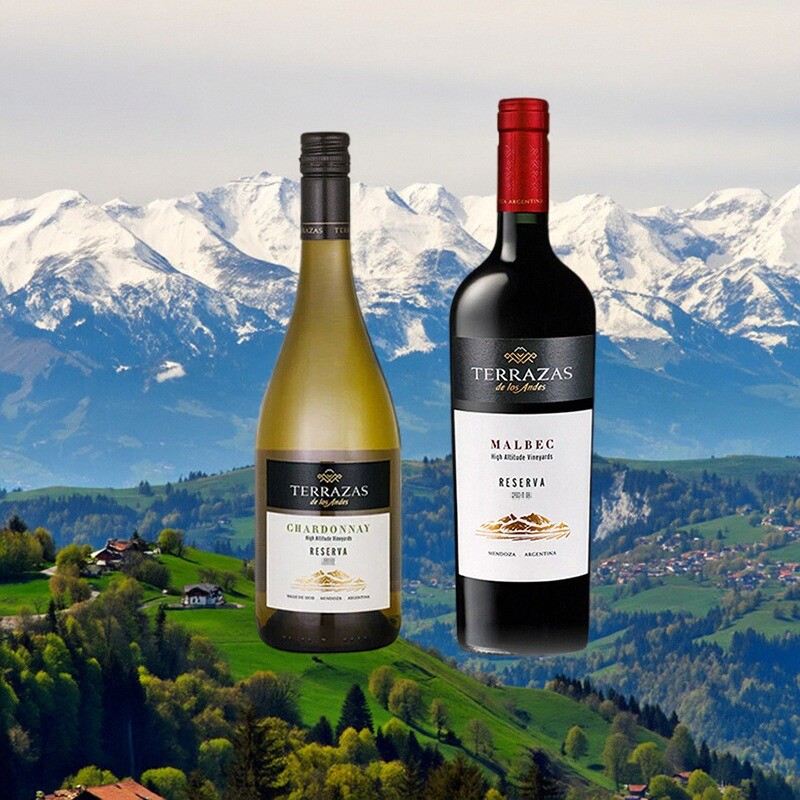 台阶（Terrazas）阿根廷安第斯山脉红酒典藏霞多丽白葡萄酒