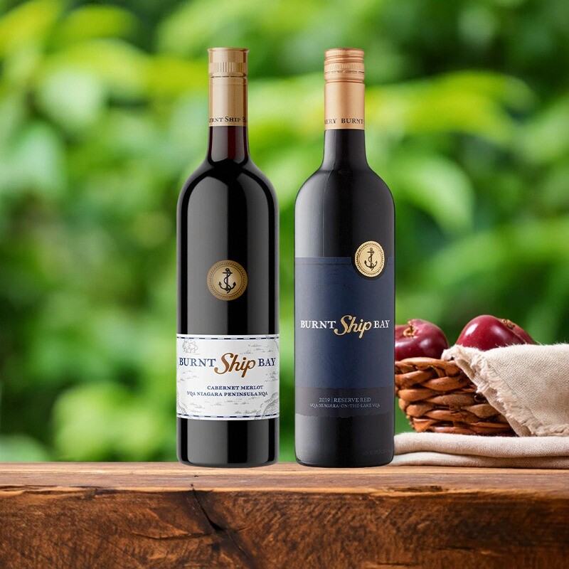 烧船湾赤霞珠梅洛干红葡萄酒 加拿大进口 750ml 珍藏红葡萄酒