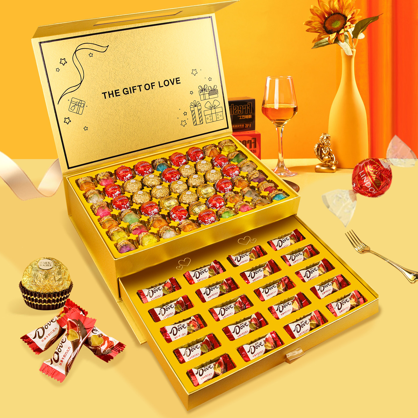 费列罗瑞士莲德芙组合巧克力礼盒生日礼物送女友送老婆零食伴手礼