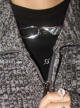 Silent Labs欧美金属未来y3k设计感几何甜酷银色项圈项链ins