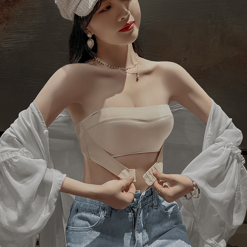 无肩带内衣女防滑聚拢小胸裹抹胸夏季美背隐形文胸防走光婚纱专用
