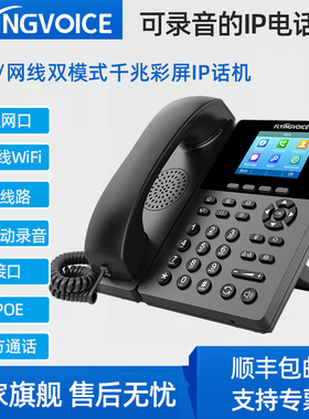 FLYINGVOICE飞音时代千兆彩屏无线IP电话机FIP13G集团SIP电话办公座机 局域网wifi话机POE支持U盘录音