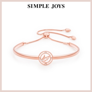SIMPLEJOYS纯银S925可爱小翅膀玫瑰金色手镯镯链女情侣礼物时尚