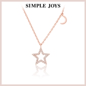 SIMPLEJOYS18k玫瑰金浪漫星月北极星彩金钻石项链女情侣时尚