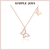 SIMPLEJOYSins少女清新蝴蝶18k金钻石锁骨项链女送礼情侣时尚