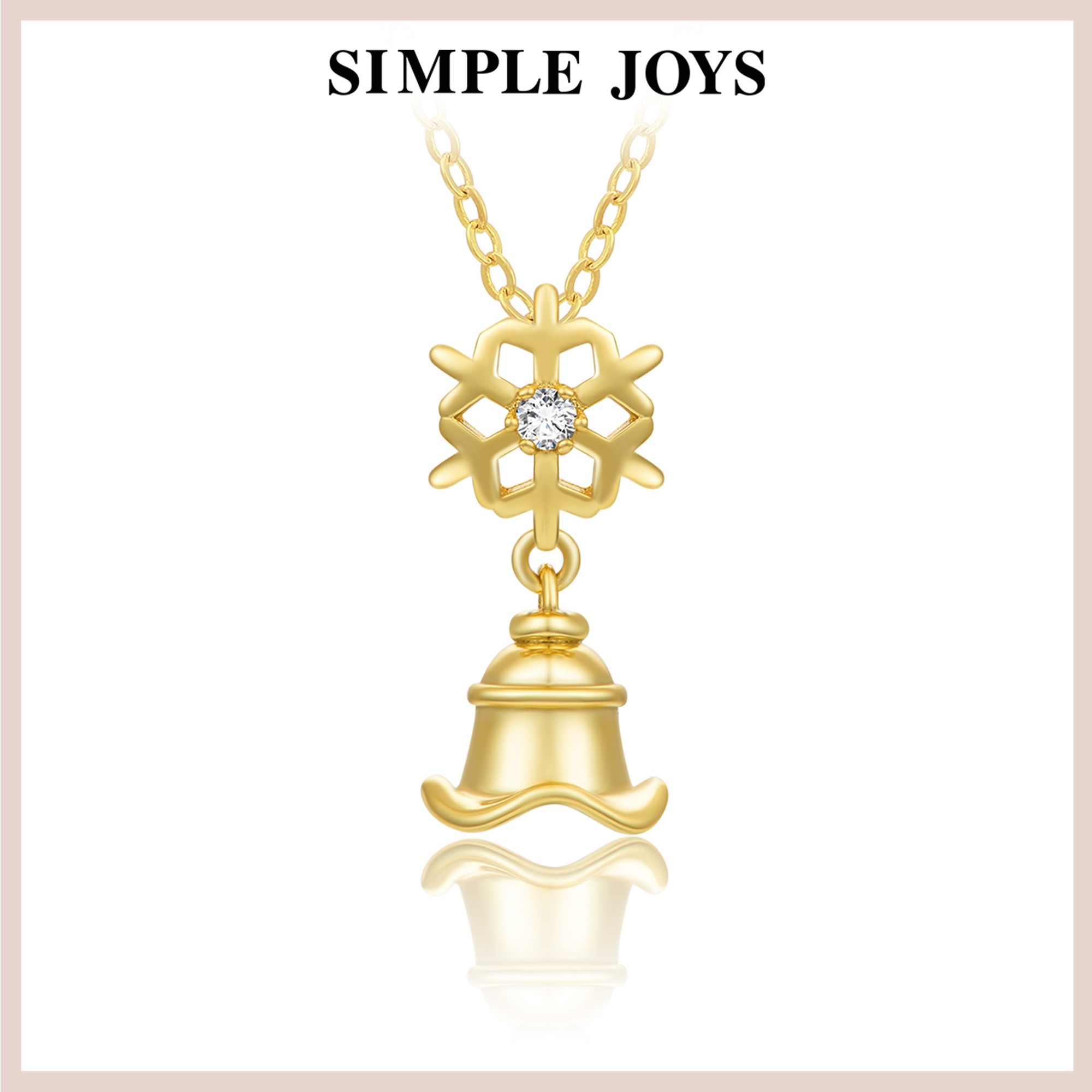 SIMPLEJOYS冬日雪花铃铛s925纯银项链女许愿纪念情侣新年圣诞礼物