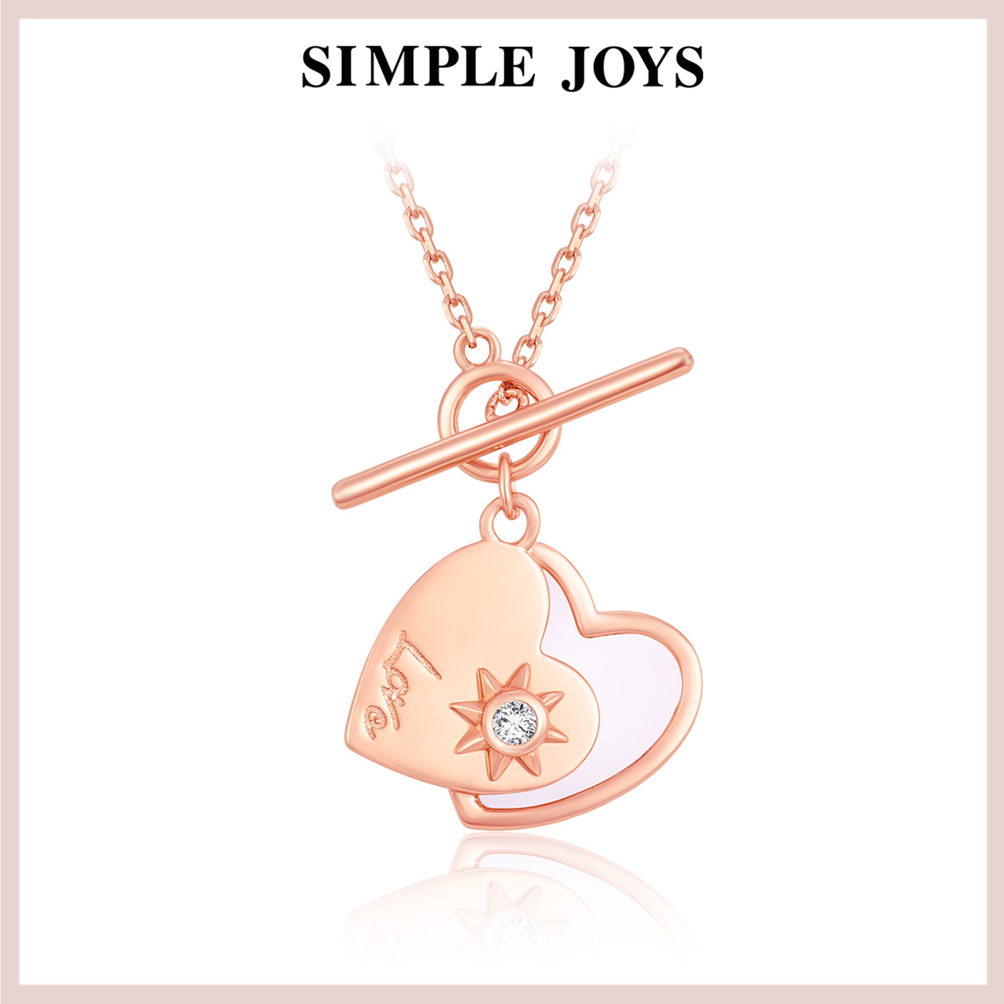 SIMPLEJOYS爱心星芒粉贝项链纯银