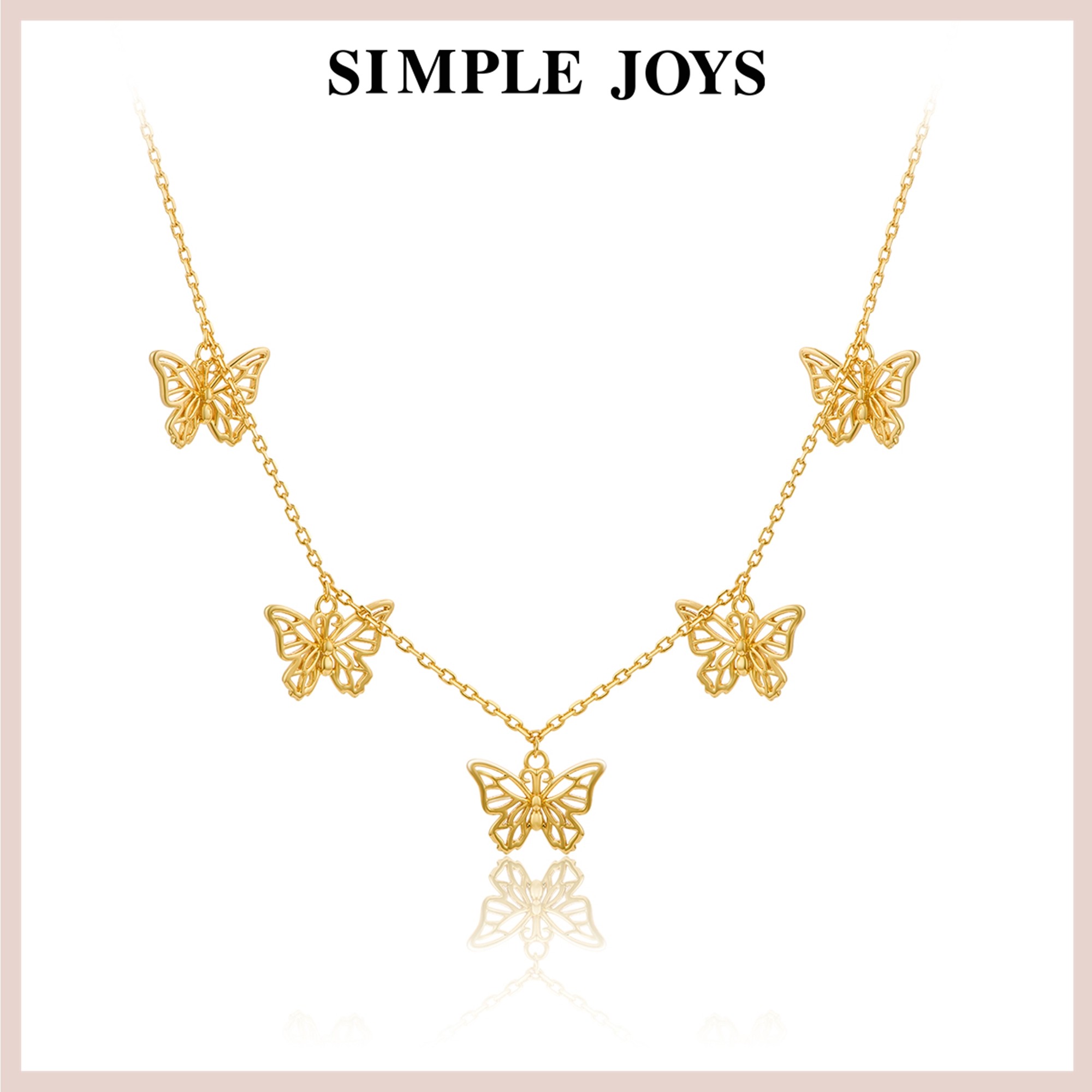 SIMPLEJOYS欧美辣妹s925纯银黄金色蝴蝶锁骨链时尚项链女时尚送礼