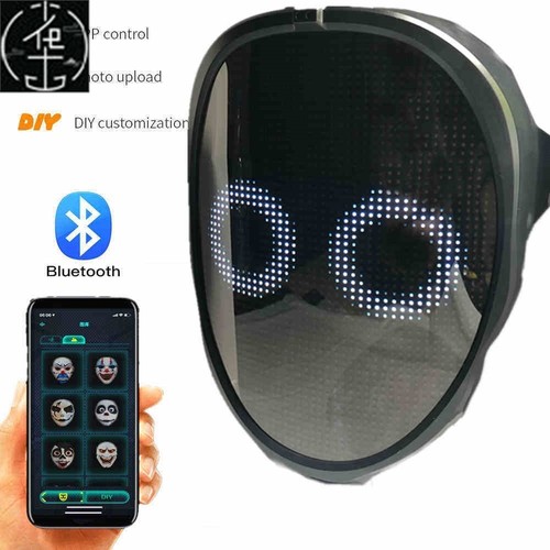 Bluetooth RGB Light Up LED Mask Diy Picture Animation Text H