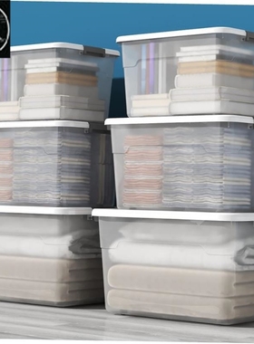 Large transparent plastic clothes quilt toy storage box big
