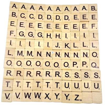 100 Wooden Tiles ABC Black Letters Numbers For Crafts Wood