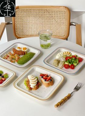 Steak plate Western dish Ceramic square dish kitchen utensil