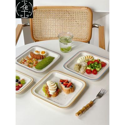 Steak plate Western dish Ceramic square dish kitchen utensil