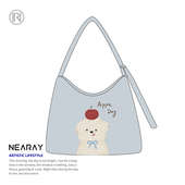 尼睿x南空直美 新款 斜挎包原创苹果小狗大容量百搭拉链学生帆布包