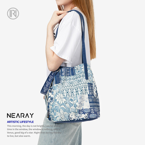 尼睿原创青花手提单肩斜挎包