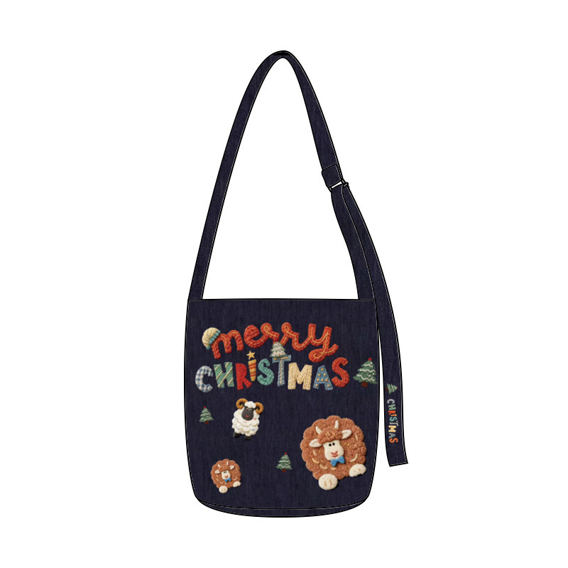 尼睿原创羊羊过圣诞椭圆底飘带水桶包单肩小众休闲百搭女Z100,箱包皮具/热销女包/男包,通用款女包,淘宝优惠券,粉丝福利购,淘宝优惠卷
