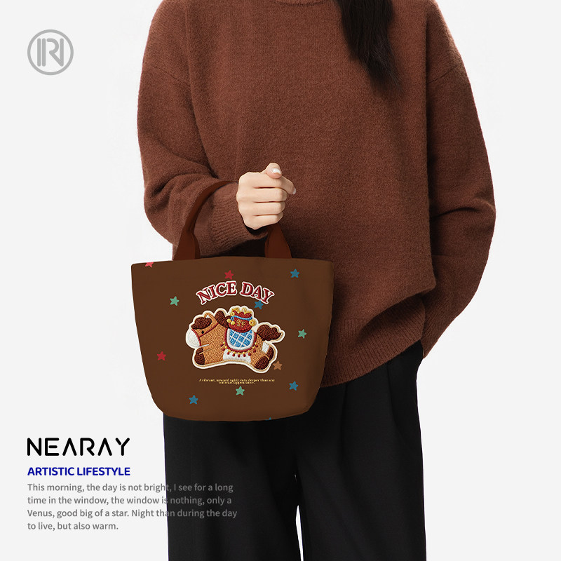 棕色可爱小马印花手提包复古文艺帆布袋学生上课逛街便当包女Q357,箱包皮具/热销女包/男包,通用款女包,淘宝优惠券,粉丝福利购,淘宝优惠卷