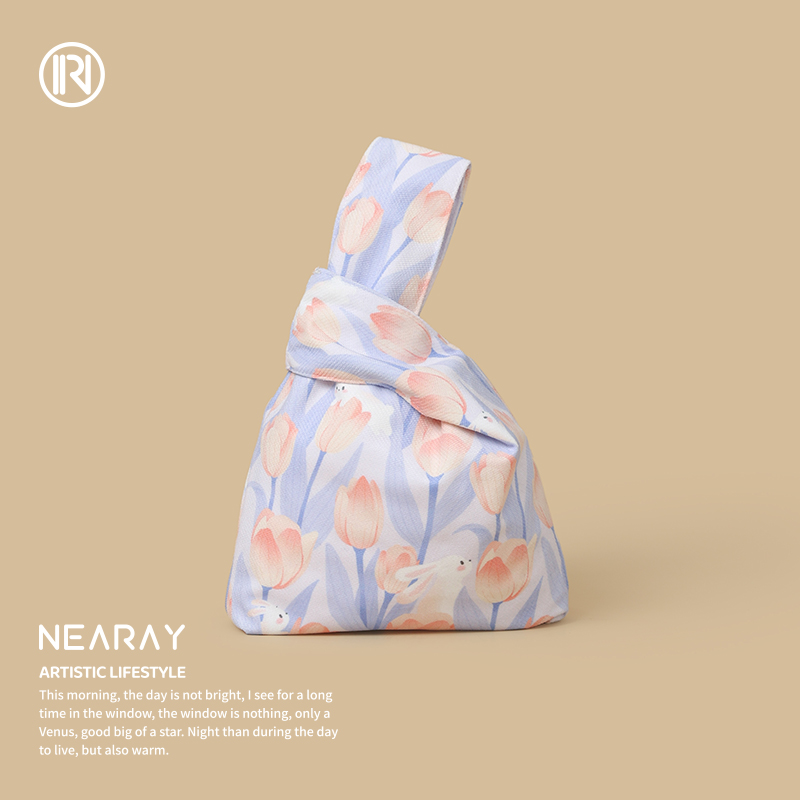 尼睿原创插画小清新花朵手腕包