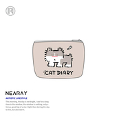 猫咪印花零钱包可爱帆布包便携收纳耳机包女 新款 尼睿x吃盐 鱼