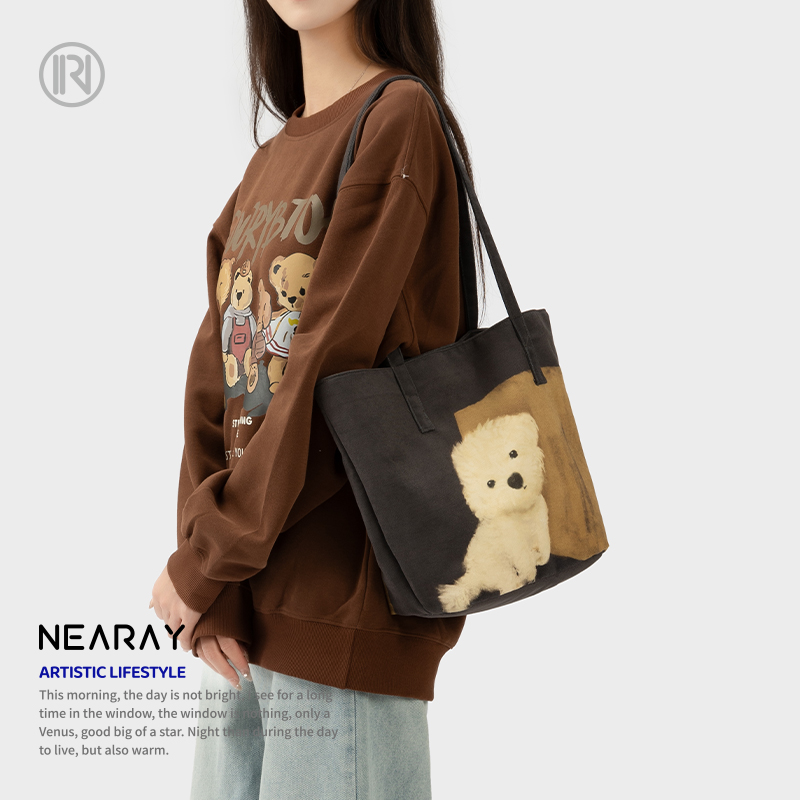 尼睿可爱小狗日常百搭托特包