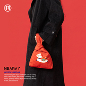 2026马年新款 手腕包国风小马帆布包红色喜庆小拎包定制礼物女AC90