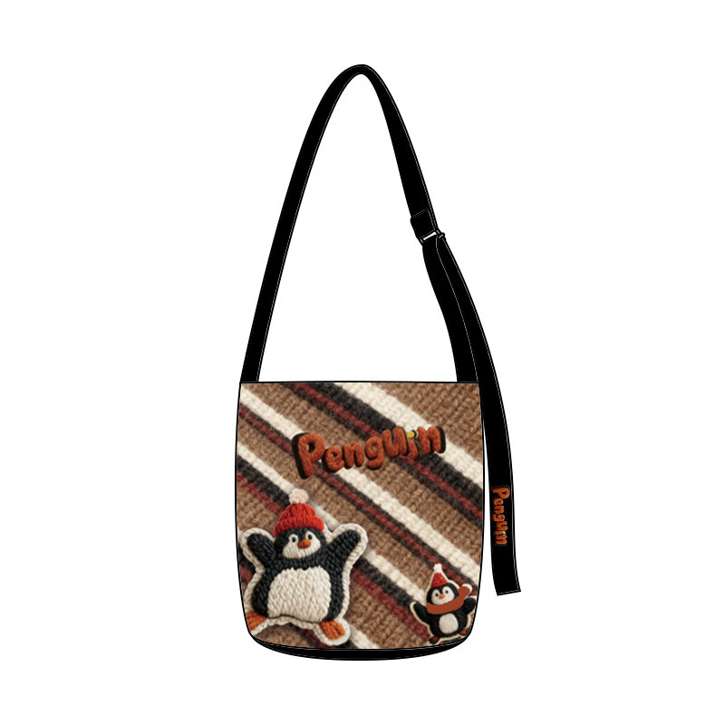 尼睿原创抱抱企鹅椭圆底飘带拉链水桶包单肩斜跨手提通勤包Z098,箱包皮具/热销女包/男包,通用款女包,淘宝优惠券,粉丝福利购,淘宝优惠卷