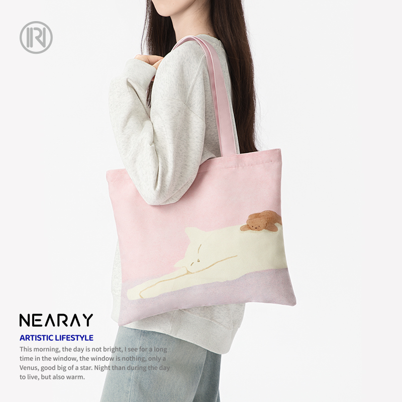 尼睿少女心粉色文艺单肩包