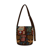 尼睿新款 原创棕色童年时尚 百搭水桶包小众休闲单肩帆布包女Z070