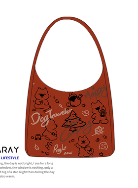 尼睿新款原创小众涂鸦设计单肩包时尚休闲大容量定制通勤帆布包AS