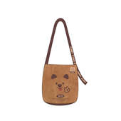 新款 原创可爱百搭皮革小狗飘带多用水桶单肩斜挎手提通勤包Z012