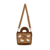 尼睿原创羊气满满咖色羊羔绒画框斜挎手拎包休闲时尚 百搭女Z096