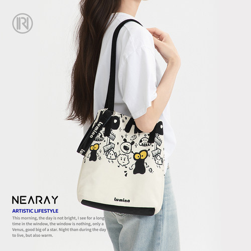 尼睿手绘可爱卡通托特包