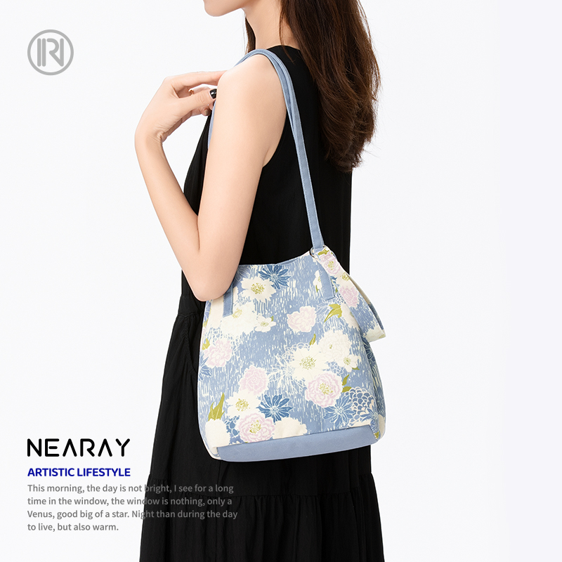 尼睿暮染浮香文艺花卉托特包