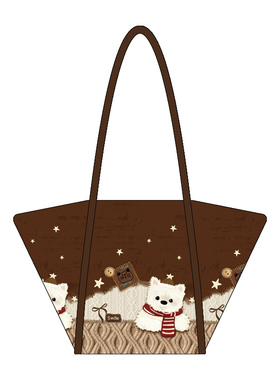 新款可爱小狗细肩带元宝包通勤百搭帆布斜挎单肩包女复古时尚AE10