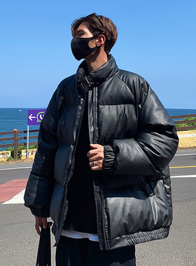 万同学加厚品质PU皮棉衣青年时尚机车服外套冬季男士保暖面包服潮
