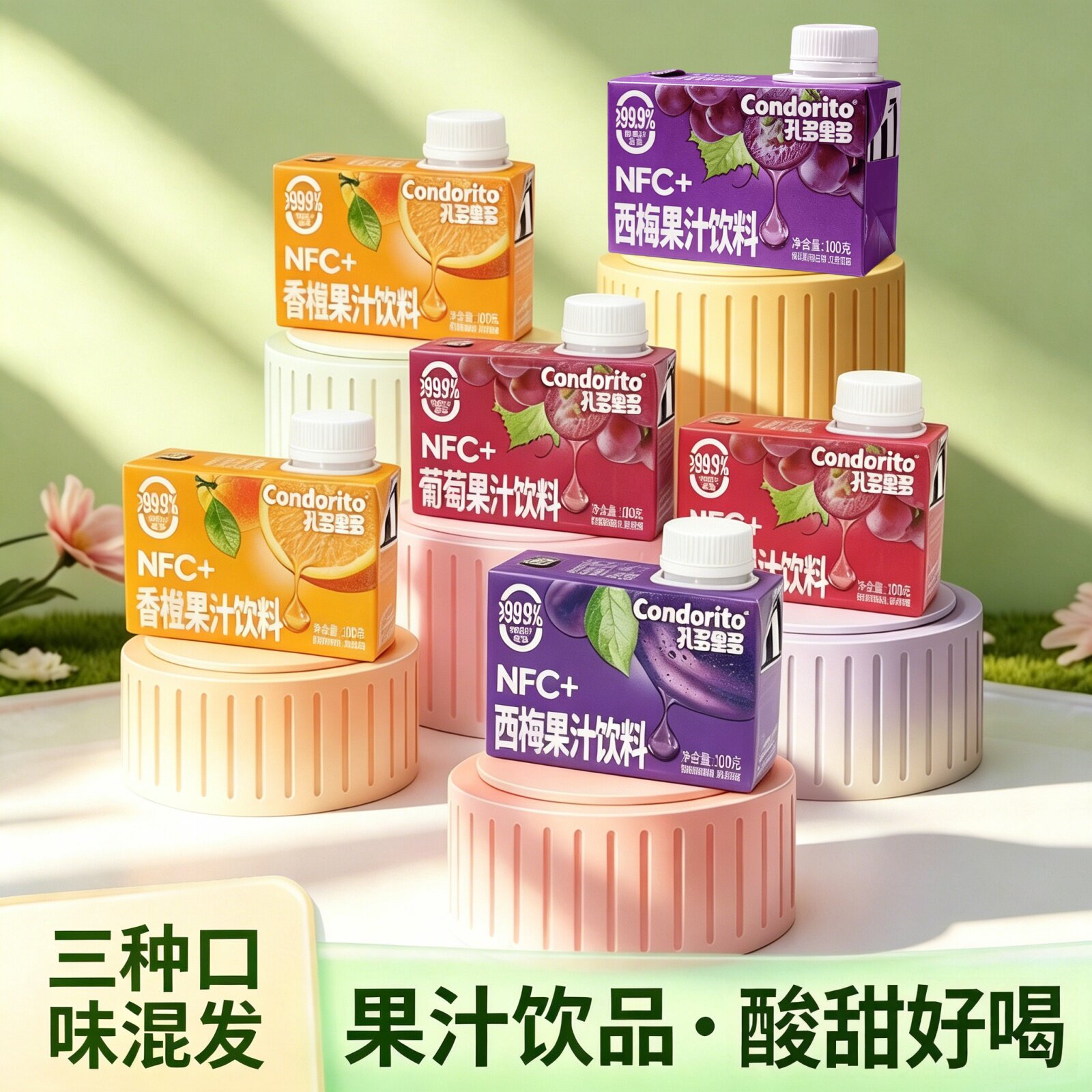 爆款盒装果汁大人小孩解馋饮品酸甜香橙葡萄西梅饮料下午茶一整箱