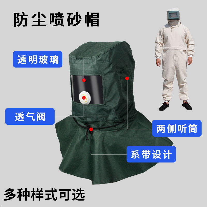 送风全封闭喷砂帽子喷漆防护尘面罩具专用工业粉尘打磨脸灰服沙
