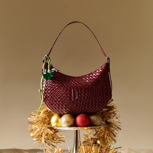 真皮单肩包红色新年礼物