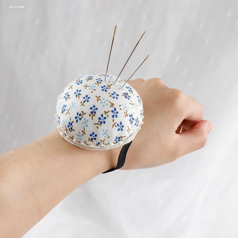 手工布艺diy十字绣工具插针包原木底座针插针扎手腕田园风插针包