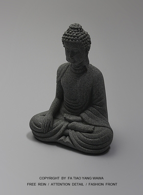 鱼缸水族造景佛像摆件如来假山流水配件水陆缸龟缸陶瓷缸禅意配件