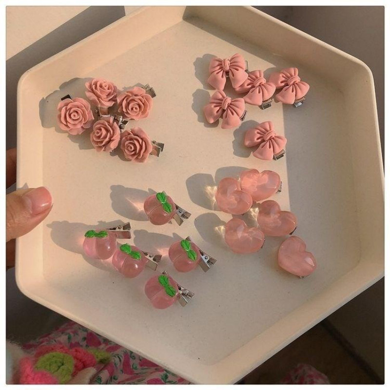 甜美的粉色发夹系列少女蝴蝶结水图片