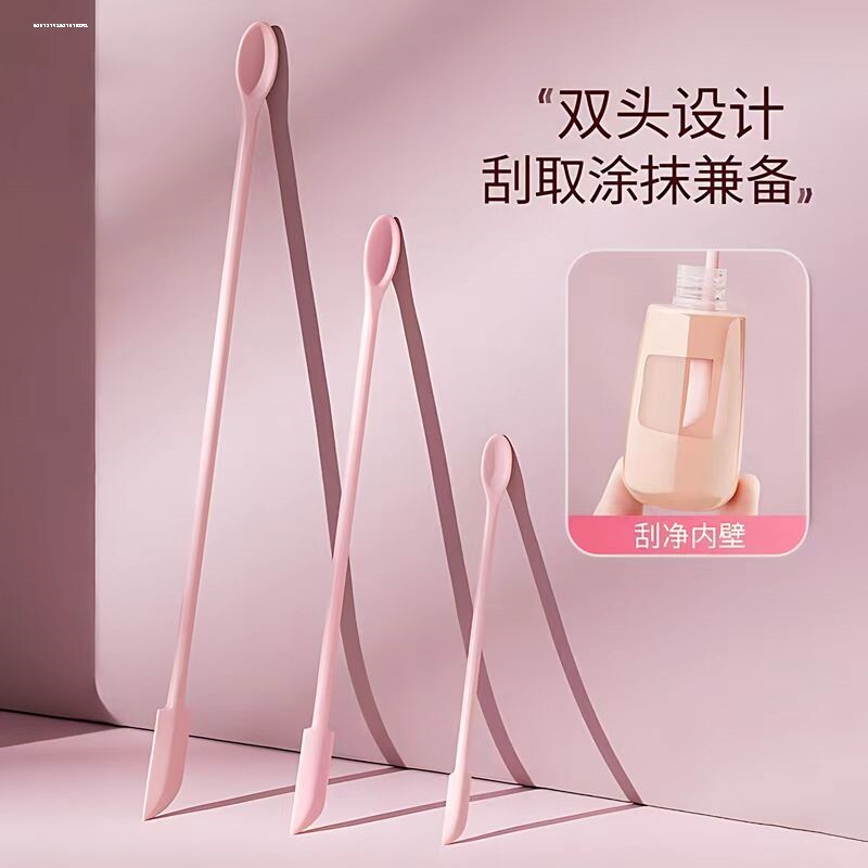 粉底液面霜勺迷你硅胶乳液挖取刮勺双头长柄护肤化妆品面膜刷涂抹