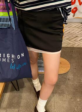 Amorphous Egg 蛋蛋私服 ins风百搭缎面网纱拼接半身裙裤