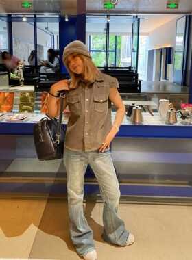 Amorphous Egg 夏季新款 水洗休闲灯芯绒飞飞袖 百搭马甲外套