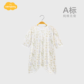 Aengbay婴儿睡衣纯棉薄款 小月龄新生儿简易睡袋宝宝居家连体衣夏