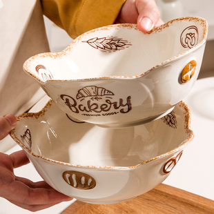 面碗家用2026新款法式浮雕高级感陶瓷釉下彩大号吃泡面碗拉面汤碗