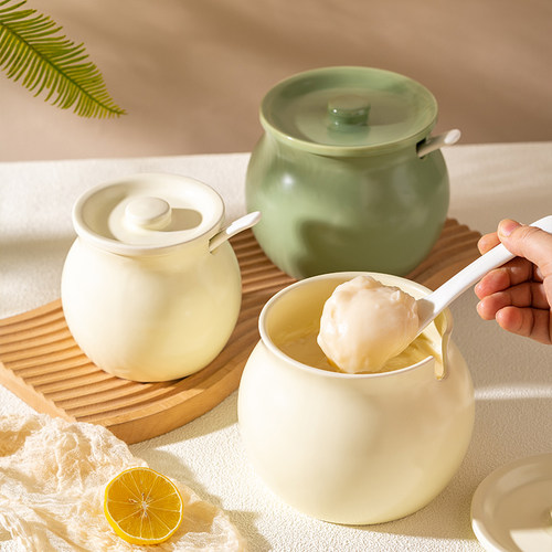 陶瓷猪油罐家用耐高温厨房调料罐