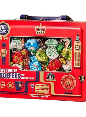 英国沃尔克斯Walker's什锦太妃糖手提包礼盒308g伴手礼红色铁盒